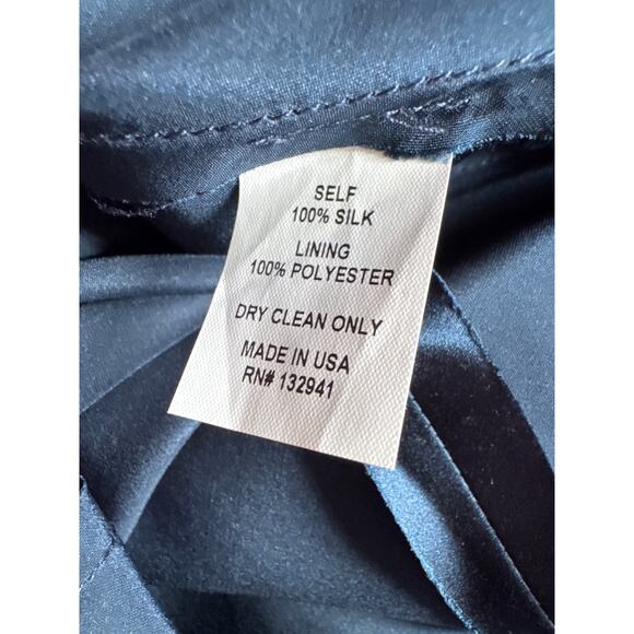 Amanda Uprichard Silk Ruched Georgina Dress Sleeveless In Ink Size Large - Picture 9 of 9